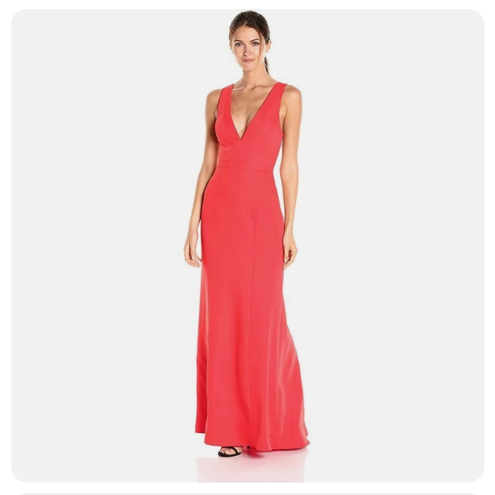BCBGmaxazria Riva red gown V neck